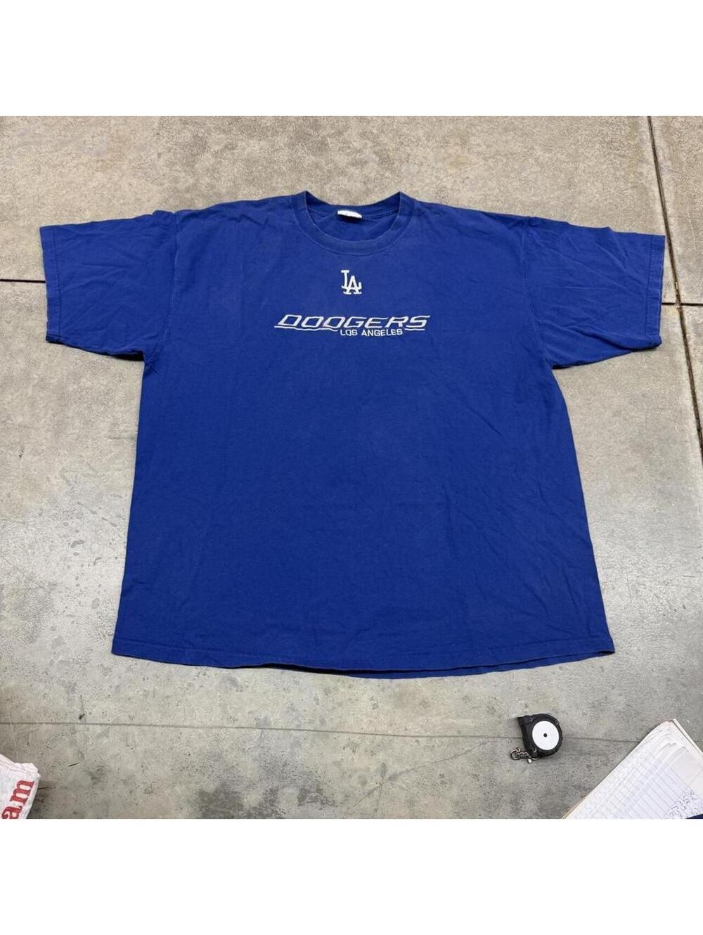 vintage los angeles dodgers blue spell out shirt size xl